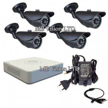 Комплект за видеонаблюдение 960H с 4 камери 800TVL, ДВР рекордер Комплект за видеонаблюдение 960H с 4 камери 800TVL, ДВР рекордер
