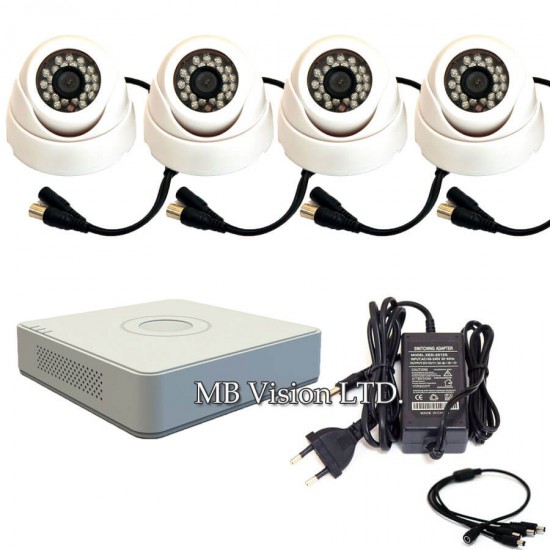 Готова система за видеонаблюдение с 4 вътрешни камери, ДВР и висока резолюция