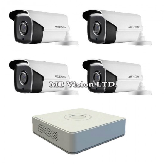 Готов комплект с 4 камери, IR 80м и 4-канален Turbo HD DVR Hikvision