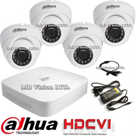 HDCVI система за видеонаблюдение с 4 HD вътрешни + DVR