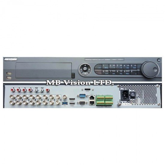 DVR Hikvision DS-7316HUHI-F4/N, 16-канала, за HD-TVI, AHD, CVI, CVBS + 2 IP камери